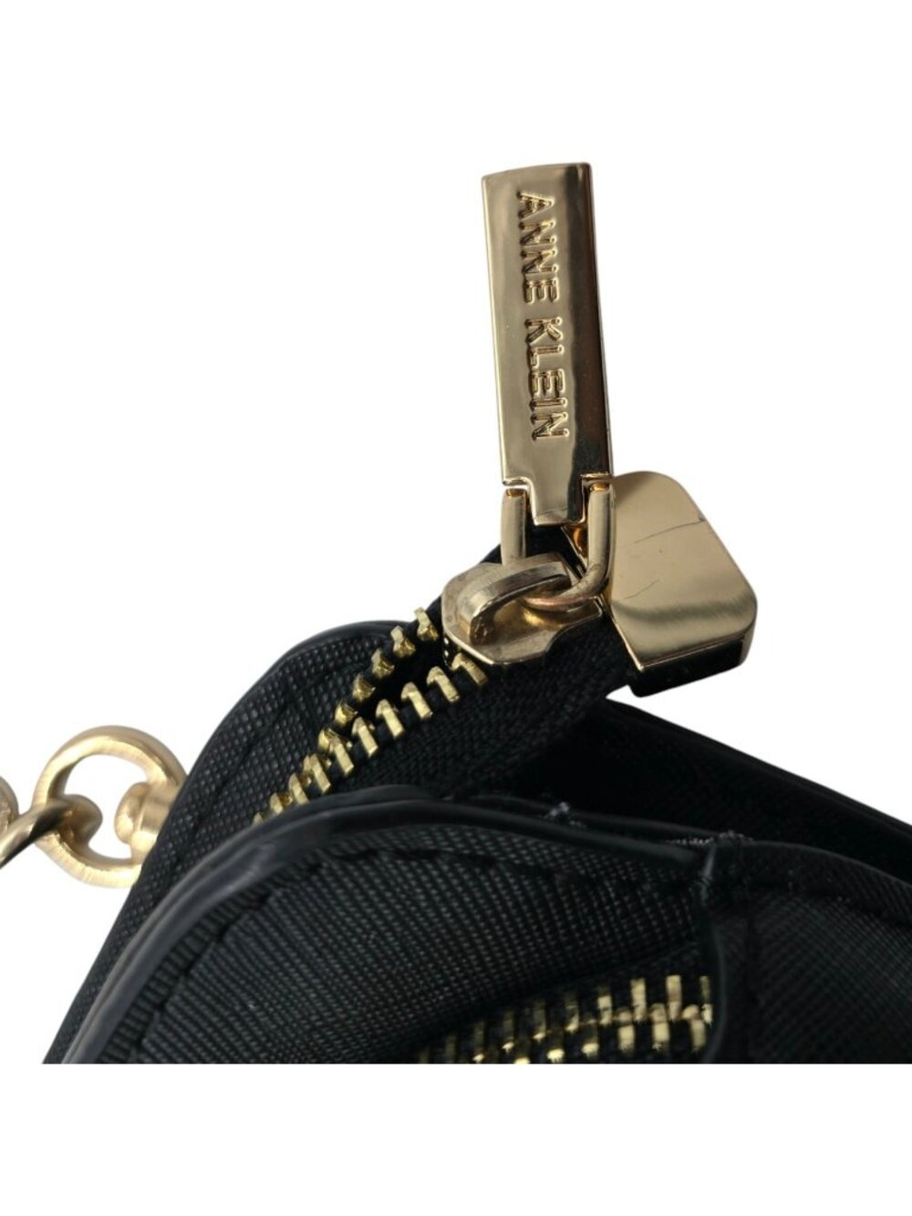 Anne Klein Black Crossbody Bag Gold Chain Strap Small Purse Wallet Travel Organi - Picture 4 of 10